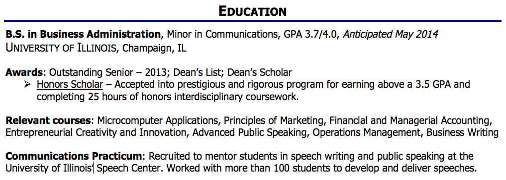 What to put in education section of resume